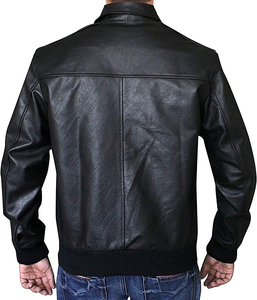 Men Genuine Sheepskin Leather <b>Jacket</b> Black Distressed <b>Vintage</b> Motorcycle <b>Biker</b> <b>Jacket</b> - Product Image 5