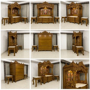 Comprar Pavo Real tallado Templo de gran tamaño para la habitación de Pooja tallado tradicional mejor indio Pooja Mandir diseño especial Templo de gran tamaño - Product Image 6