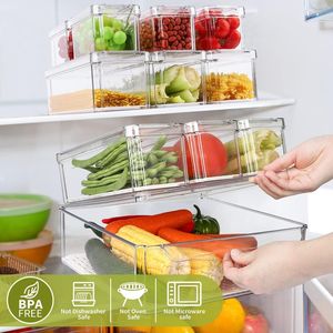 Lot de 10 bacs de rangement transparents en plastique pour réfrigérateur et garde-manger avec couvercles empilables – Kit de boîtes de conservation alimentaire pour cuisine - Product Image 2