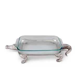Modern Minimalist Handmade Metal Casserole Dish with Designer LidMetal Casserole Aluminum Layers Textured Hammered 33cm - Product Image 3