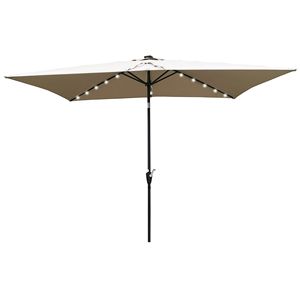 10 X 6.5t Rectangular LED <b>Lighted</b> Outdoor Umbrellas for Garden Pool Spa Solar Powered Crank <b>Push</b> Button Tilt for Patio Swimmi - Product Image 5