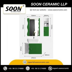 Mueble de Baño Moderno de Pared con Lavabo de Cerámica, Gabinete de MDF Verde y Blanco, Diseño Contemporáneo, Forma Rectangular de 48 Pulgadas - Product Image 5