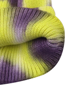 Unisex Acrylic Beanie <b>Tie</b> Dye Yellow <b>Purple</b> Casual Winter Hat 56-58CM Adult Style Custom Design - Product Image 6