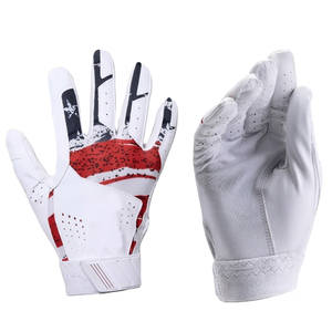ถุงมือตีเบสบอล QASWA SPORTS ระดับพรีเมียม ประสิทธิภาพสูง สำหรับผู้ใหญ่ หนังลายขาว ฝ่ามือปักธงชาติอเมริกา สีแดง - Product Image 4