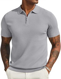 เสื้อยืดผู้ชายแฟชั่นฤดูร้อน แขนสั้น ผ้าวิสโคส ย้อมเส้นด้าย คุณภาพสูง ถักทออย่างดี คอปกแบบลำลองและเป็นทางการ ซิป ดีไซน์สั่งทำได้ - Product Image 6