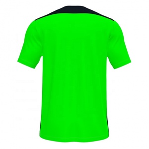 Maillot de football vert pour homme, manches courtes, col rond, évacuation de l'humidité, 100 % polyester, design à blocs de couleur unie - Product Image 2
