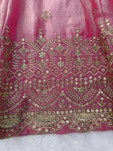 Pink Silk Anarkali <b>Kurta</b> Pant Set With Dupatta Floral Embroidered <b>Indian</b> Pakistani Outfit Wedding Wear - Product Image 6