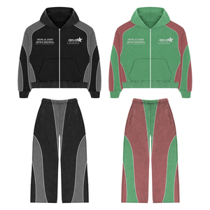 2026 DTG Printed Tracksuit <b>Men</b> <b>Green</b> Winter Jogging Set Long Sleeve Custom Hoodie Jogger Set Stylish Tracksuit - Product Image 1