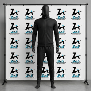 Men's Solid Black Tracksuit Full <b>Zip</b> Stand Collar Sweatsuits Autumn Wear with <b>Side</b> Pockets Regular Fit Winter Sweatsuits Set - Product Image 1