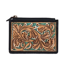 Porte-cartes de crédit en cuir véritable artisanal à la mode avec blocage RFID, détails gravés à la main et sans fermeture - Product Image 3