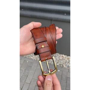 Ceintures formelles vintage pour hommes en cuir véritable à 100 %, boucle en acier, respectueuses de l'environnement, logo personnalisé imprimé, cuir de vache - Product Image 1