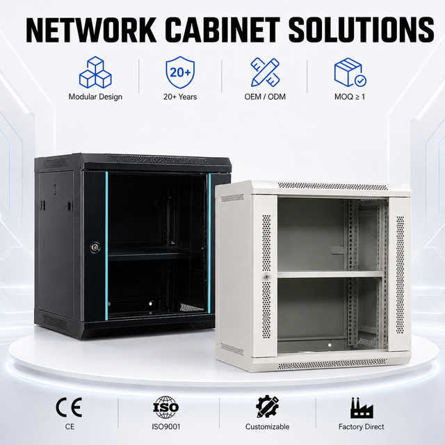 Small 4U Wall Mount Server Rack Cabinet 19 Inch Metal Network Enclosure Tempered Glass Door for Data Center Networking Stock