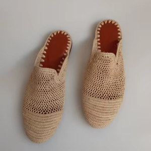 Sandales en raphia naturel, chaussures en raphia pour femmes, mules en raphia faites à la main, sandales d'été, raphia marocain - Product Image 1
