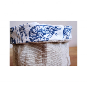 Panier à pain 100% coton brodé crevettes fait à la main lavable écologique organisateur Table à manger ferme cuisine décor - Product Image 1