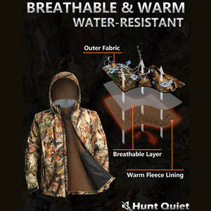 Men's Camouflage Polyester Waterproof Breathable Hi Visibility Hooded Jacket and <b>Pants</b> Set <b>Heat</b> Transfer Printing Workwear - Product Image 6