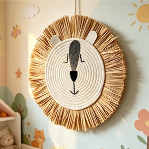 Décoration murale tissée à la main avec des animaux nordiques mignons, lion, tigre, panda, effeuilleur, pour chambre d'enfant, crèche, salle de jeux - Product Image 5