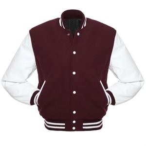 Fabricants de vêtements sur mesure, veste de baseball en cuir de vache personnalisée avec broderie sur le devant, style streetwear pour hommes - Product Image 1