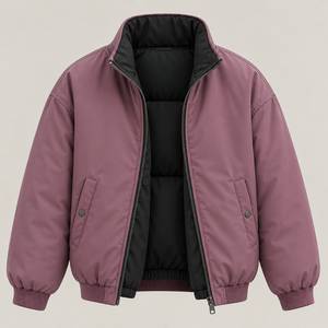 Chaqueta Bomber Reversible Ligera de Invierno para Hombre, Cuello Alto con Cierre, 100% Poliéster, Ropa Casual de Calle para Exteriores - Product Image 4
