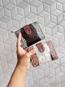 Real Cowhide Fur Leather Clutch Carving Leather New Arrival Stylish Multi Uses Western Hot Sale <b>Small</b> <b>Wallets</b> for Women - Product Image 5