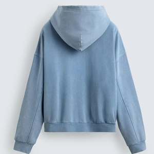 Sudadera Moderna con Capucha y Cremallera Azul Claro para Hombre, Corte Holgado, Cómoda, Informal, para Uso Diario - Product Image 6
