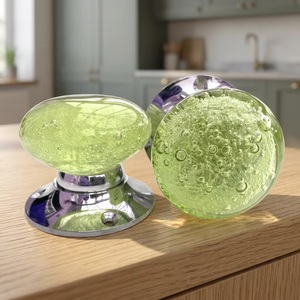 Ceramic Glass Round Cabinet Knobs with Bubble Pattern Modern Design Durable Furniture Handle for Kitchen Drawer and Bedroom <b>Door</b> - Product Image 2