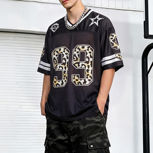 Camiseta de fútbol de malla estampada con cuello en V, manga corta, unisex, ropa deportiva transpirable para adultos, para todas las estaciones - Product Image 2
