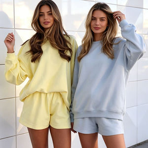 Conjunto de Sudadera con Capucha de Algodón y Forro Polar para Mujer, Personalizada OEM, con Cremallera, Estampada, Oversize, Informal, Fabricantes de Ropa Corta - Product Image 1