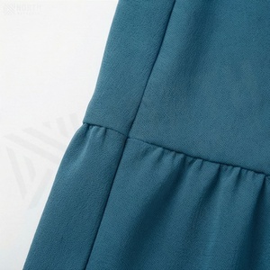 Jupe courte en mousseline de soie pour femme, coupe trapèze, taille élastique, volants, couleur unie, style décontracté, toutes saisons - Product Image 5