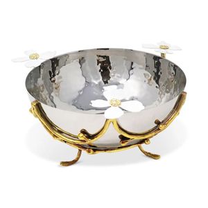 Luxury Stainless Steel Serving Bowl Floral Design Decorative Fruit Salad Bowls <b>Table</b> Centerpiece Wholesale Home Decor Bowls - Product Image 3