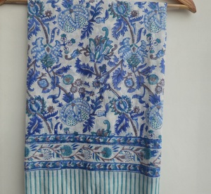 Traditional Indian Print <b>Sarong</b> Indigo Cotton Beach Cover Up for Women Elegant Blue Cotton Beach <b>Sarong</b> Floral Print Swimwear - Product Image 5