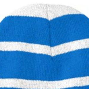 หมวกบีนนี่ลายทาง Sigma Gamma Rho พร้อมแถบสีน้ำเงินเข้ม หมวกไหมพรมสำหรับชมรมนักศึกษากรีก หมวกไหมพรมฤดูหนาวสำหรับผู้หญิง ดีไซน์ตัวอักษร ให้ความอบอุ่น สไตล์ลำลองสำหรับวิทยาลัย - Product Image 3