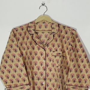 Ensemble de pyjama floral imprimé à la main de qualité supérieure 2026 - Vêtements de nuit en coton artisanal, pyjama et tenue d'intérieur d'été pour femme, cadeau - Product Image 6