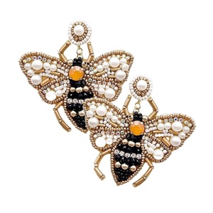 Pendientes de abeja reina de la mejor calidad, pendientes de cuentas de semilla de abeja, regalo para su amante de la abeja de la India, pendientes hechos a mano para mujeres y niñas - Product Image 6