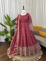 Ensemble Salwar Premium en Soie Chanderi avec Fil de Soie et Paillettes, Ethnique, Réversible, Anti-humidité, pour Femme, Doublure Micro Coton, Élastique