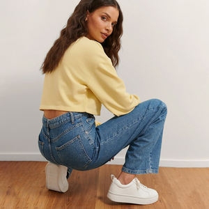 Sudadera Corta para Mujer, Estilo Y2K, Hombros Caídos, 100% Algodón, Cuello Redondo, Moda Urbana, Estética, Top Corto - Product Image 5