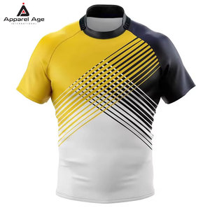 เสื้อรักบี้แบบกำหนดเอง ผ้าโพลีเอสเตอร์ 100% เป็นมิตรกับสิ่งแวดล้อม ระบายอากาศได้ดี แขนสั้น สำหรับนักกีฬาผู้ใหญ่ - Product Image 2