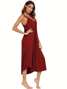 Elegante Camisón Largo de Seda Satén 100% Blanco con Cuello en V y Manga Corta, Suave, Transpirable, con Cintura Elástica, Ropa de Dormir para Mujer - Product Image 1