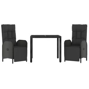 Ensemble de salle à manger de jardin moyen en rotin PE noir avec acier thermolaqué – Mobilier d'extérieur élégant - Product Image 3