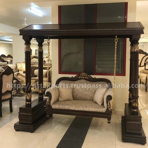Columpio de Madera de Teca Marrón Estilo Indio de Lujo para Dos Personas, Ideal para Sala de Estar y Balcón, Columpio de Madera para Interiores, EE. UU. - Product Image 3
