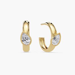 Pendientes de Aro de Lujo en Oro Blanco de 14K con Diamantes Cultivados en Laboratorio, Corte Pera, 2 Ct, Engaste de Bisel, 20mm, Regalo de Boda, Joyería Elegante para Mujer - Product Image 1