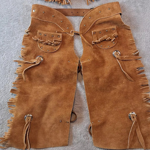 Western Chinks for Adults Soft Suede <b>Leather</b> <b>Tooled</b> Cowboy Chaps With Custom High Quality Design Use Best material - Product Image 3