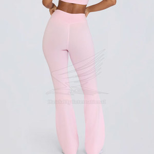 Legging de yoga personnalisé en Spandex et Polyester, taille élastique, coupe évasée unie pour femme, style unique - Product Image 4