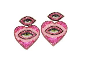 Pendientes Colgantes de Borlas con Cuentas Rosas y Diamantes de Imitación para Fiestas, Festivales y Eventos de Boda - Product Image 5