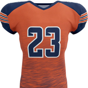 Customizable Orange American Football Jersey V-Neck Short Sleeve Sublimated Print Moisture Wicking Mesh Uniform for <b>Men</b> - Product Image 2