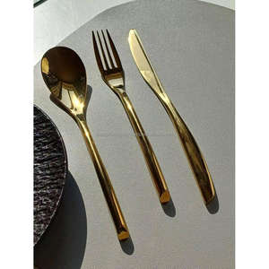 Juego de Cubiertos de Oro, Cuchara, Tenedor y Cuchillo, Decoración de Mesa para Bodas, Juego de Cubiertos de Lujo, Precio de Venta - Product Image 1