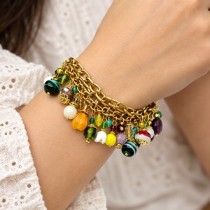 Women's Bohemia Gold Plated Chain <b>Bracelet</b> With Colorful <b>Beads</b> Multi Strand Stackable Jewelry - Product Image 4