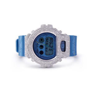 Stunning Moissanite Diamond Elegant Fashion <b>Watch</b> with Rubber Band Round <b>Case</b> Unisex Design-Half Iced <b>Watch</b> - Product Image 1