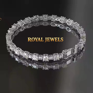 High Quality Moissanite Diamond Tennis <b>Bracelet</b> <b>Silver</b> And Gold Plated Halo <b>Bangle</b> Round Brilliant Unisex Party Jewelry - Product Image 1