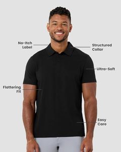 เสื้อโปโลแขนสั้นผู้ชาย สีพื้น ผ้าฝ้ายระบายอากาศได้ดี ทรงปกติ สวมใส่สบาย - Product Image 3