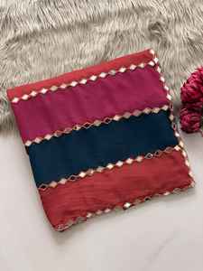 Sari de Georgette de Lujo Dhwaja Export con Bordado, Encaje y Espejo, Estilo Tradicional, de Secado Rápido para Mujer, para Bodas y Diwali - Product Image 2